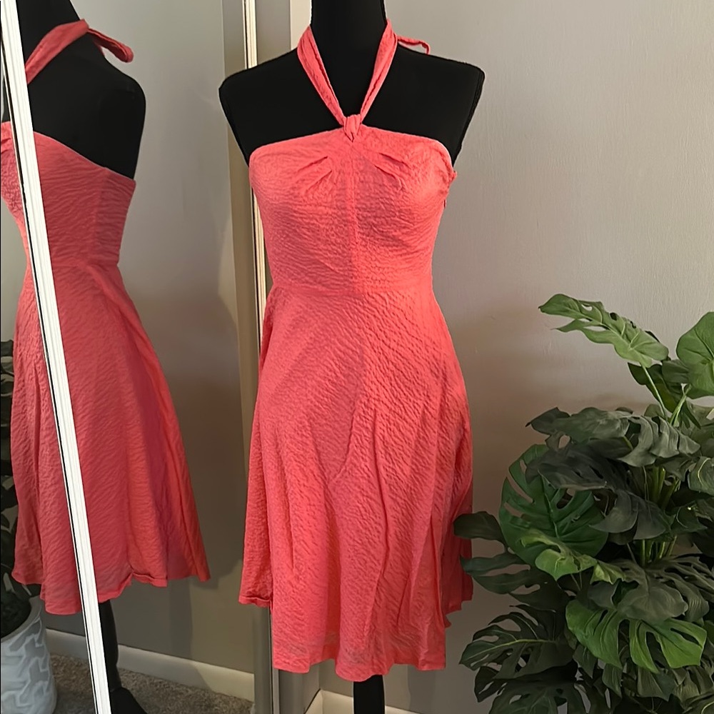 JCrew Size 0P Coral Halter Neck Dress